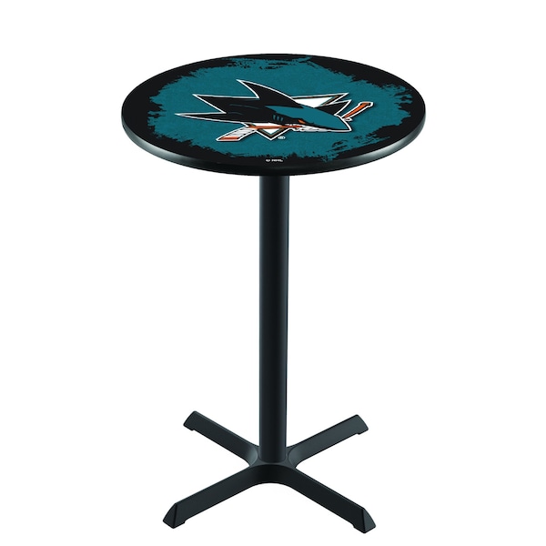 42" Blk Wrinkle San Jose Sharks Pub Table